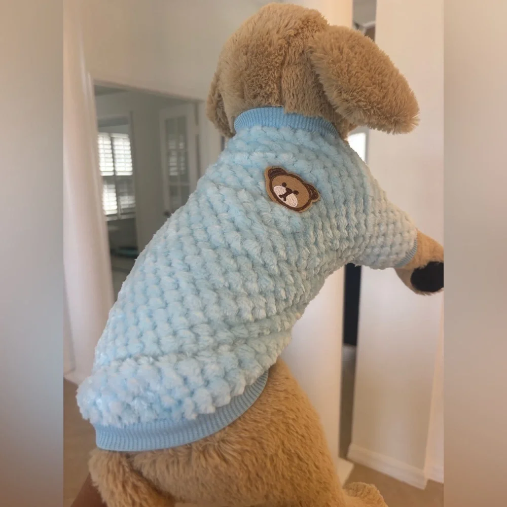 Plush Dog Toy with Blue Sweater